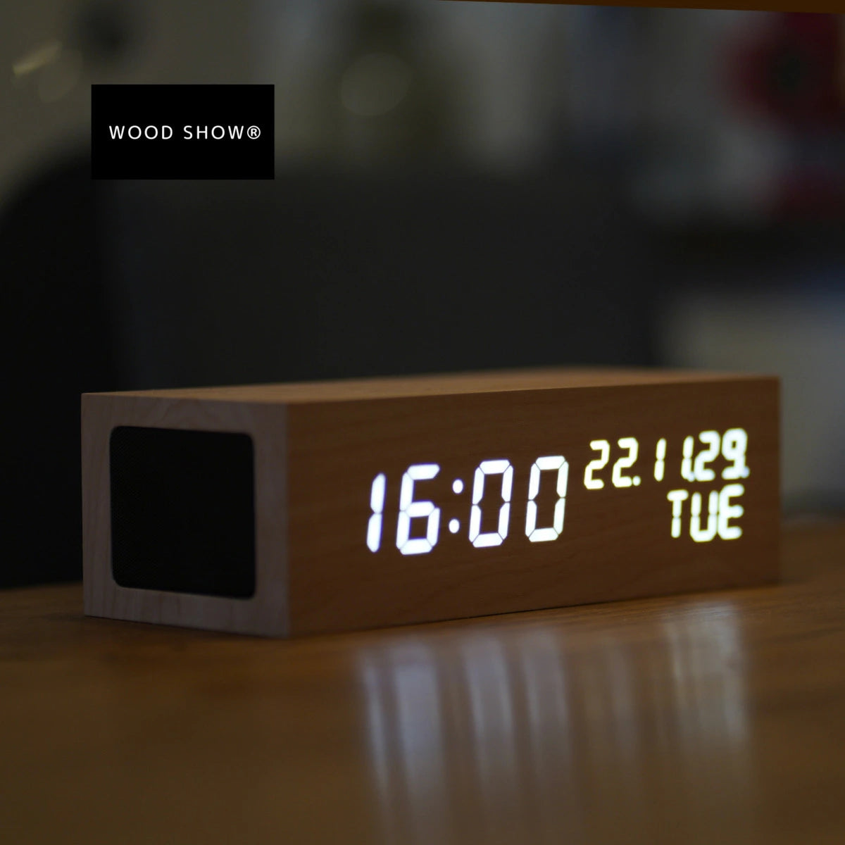 カレンダー付・スピーカー時計|bluetoothスピーカー 木目調 常時日付時刻表示