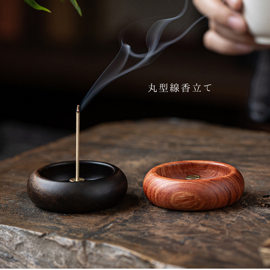 木製丸型線香立て