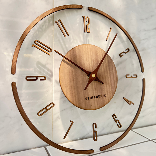 クリア木製壁掛け時計