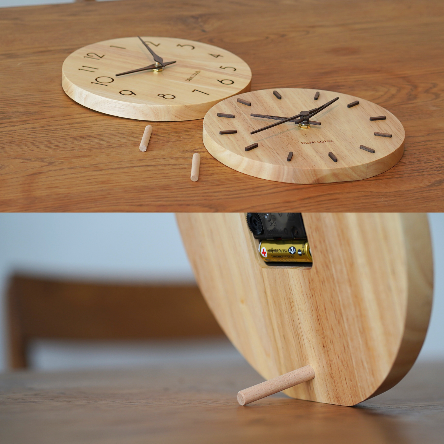 天然ラバーウッド無垢材掛け時計 静音連続秒針 アナログ 天然ラバーウッド無垢材掛け時計 静音連続秒針 アナログ