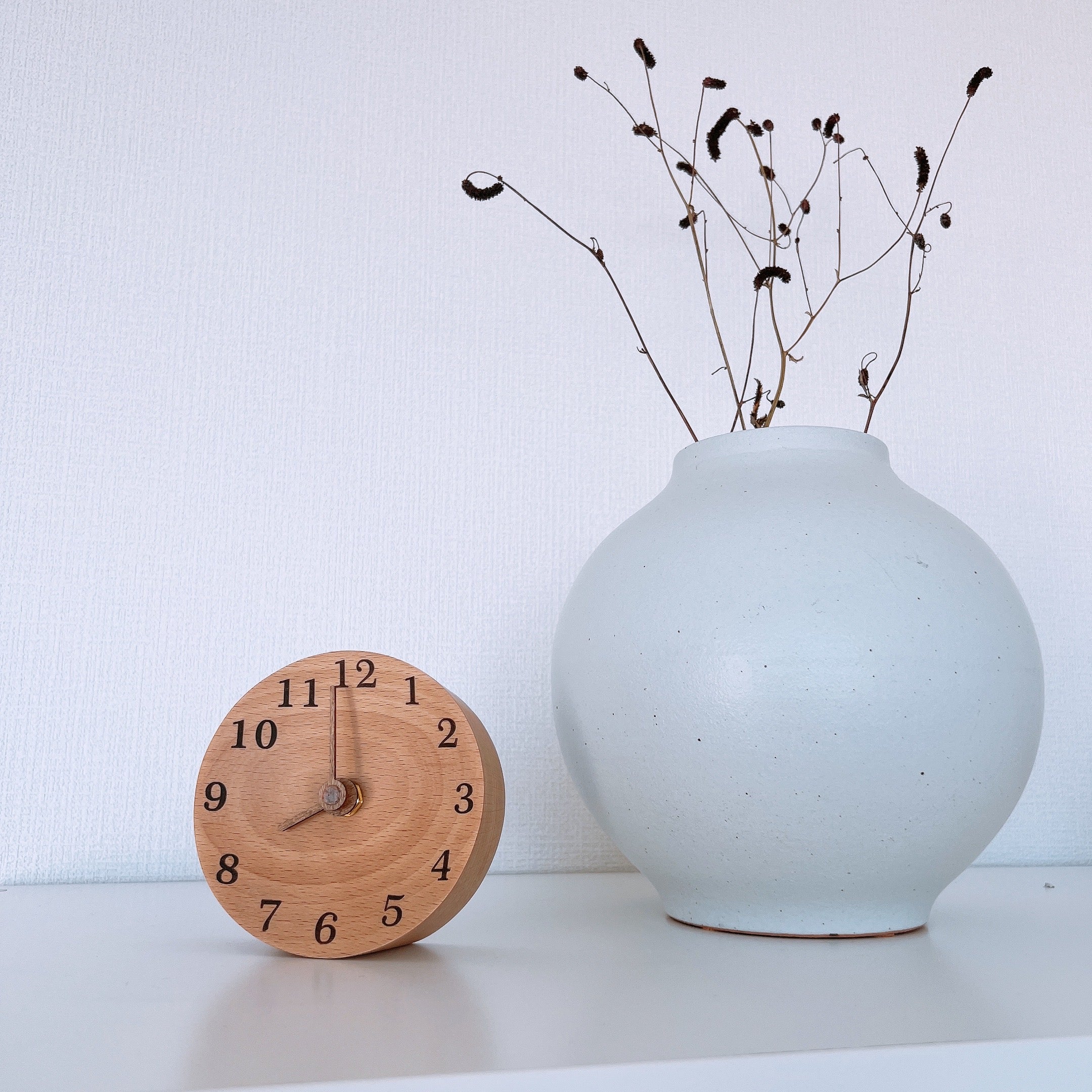 無垢の木 アナログ 置き時計 SHOW (文字あり) WOOD - インテリア時計